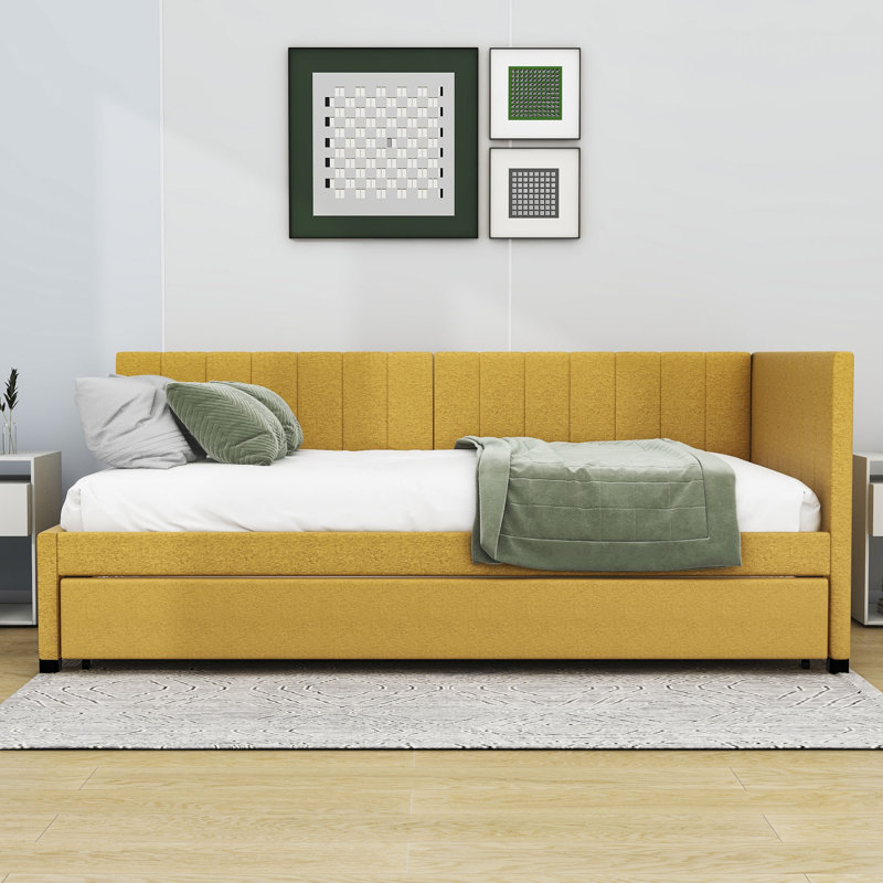 Lit de jour avec couchette Thelman, Jaune, Lit simple
