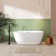 Glossy Acrylic Freestanding Soaking Bathtub With Classic Slotted Overflow And Toe-Tap Drain