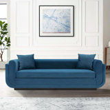 Yussef 90.94'' Velvet Round Arm Sofa