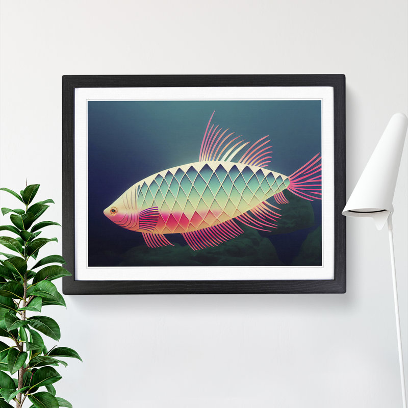 XH1022-6604X Fish Vol.1 - Single Picture Frame Painting, Black, 46cm H x 64cm W x 2cm D