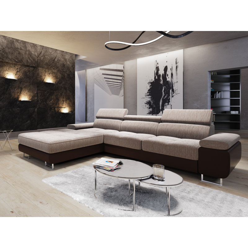 Calissa 3 Seater Corner Sofa , Beige/Brown - Kornet04/Dolaro33, Left -sided