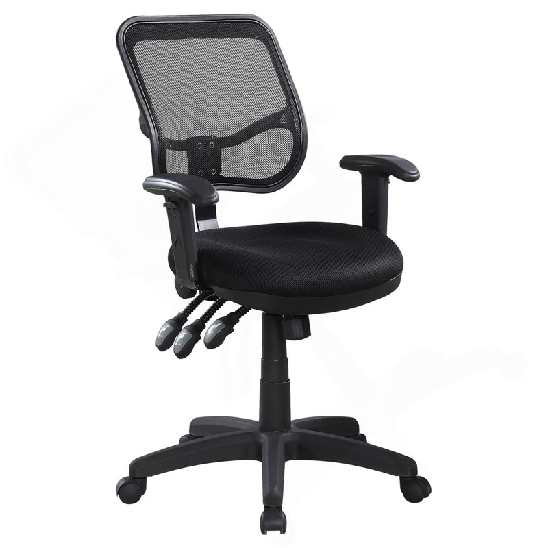 Chaise de bureau pivotante noire avec accoudoirs