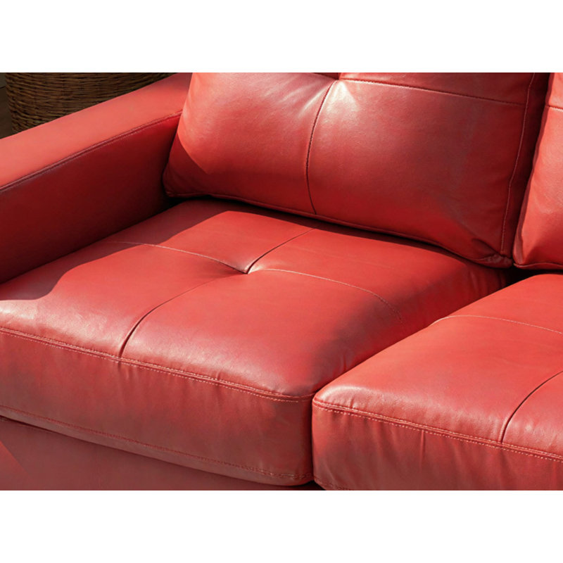 Worthen Modular Loveseat in Faux Leather, Red