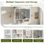 Armoire de salle de bain murale à miroir avec 5 tablettes réglables et barre à serviettes, armoire à pharmacie moderne au-dessus de l'évier pour le rangement, blanc