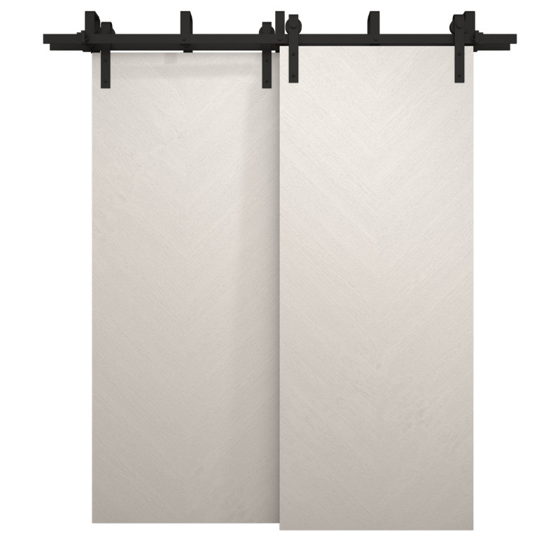 Portes coulissantes de grange coulissantes pour garde-robe | Ego 5005 | Ensemble de quincaillerie Modern Rails | Portes de garde-robe de chambre en bois massif