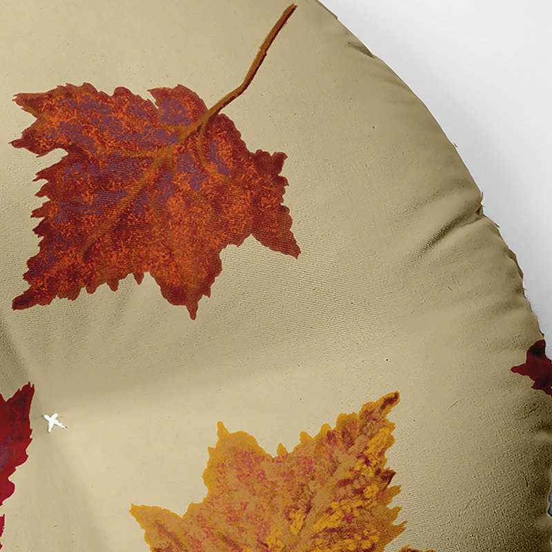 Coussin de sol touffeté à motif de feuilles, Jaune, 30 po x 30 po