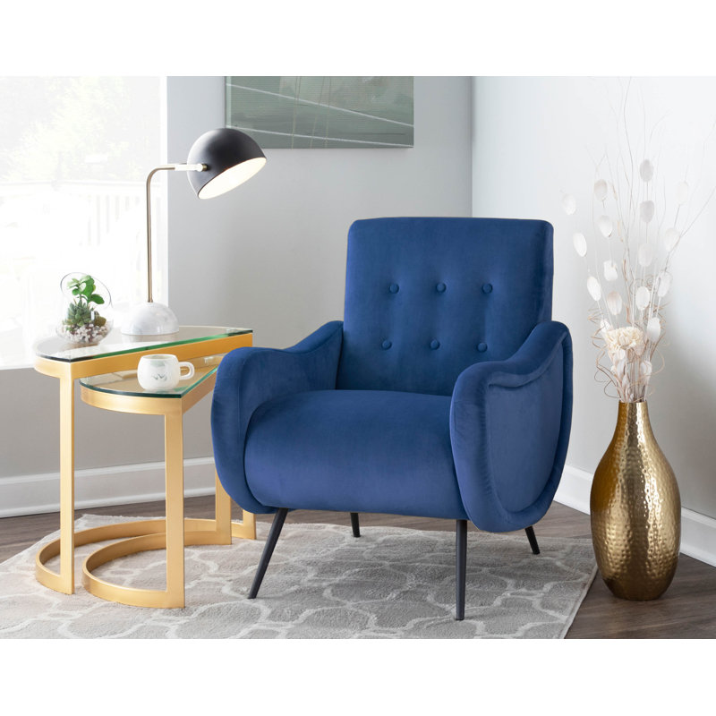 Fauteuil en velours de 28 po Evatt, Bleu