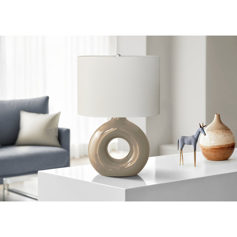 Lighting, 24"h, Table Lamp, Ceramic, Ivory / Cream Shade, Contemporary, Modern, Brown