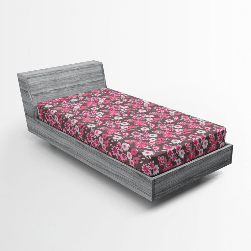 Microfiber Floral Fitted Sheet, Twin Fitted Sheet