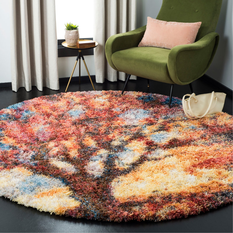 Delma Performance Floral Rug, Round 6'7"