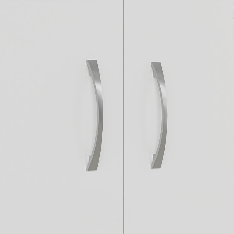 3-Door Wall Cabinet with Hanging Rod and Adjustable Shelf, White