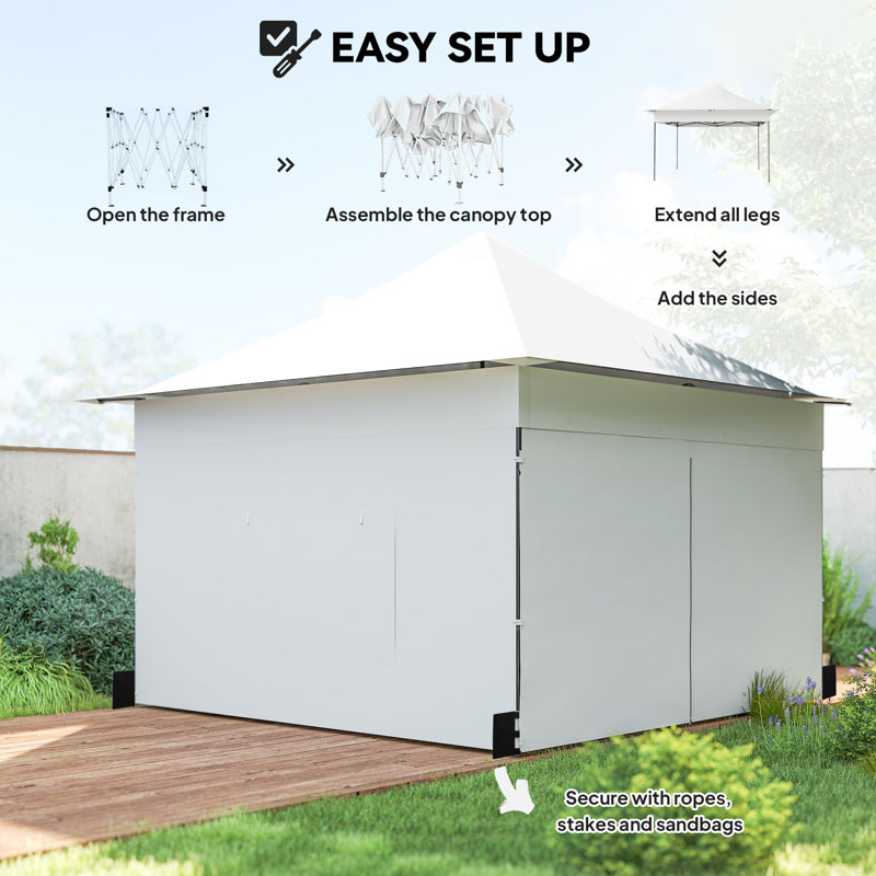 Tente escamotable 12 x 12 pi, abri instantané UPF50 + 420D, argent, Noir mat, Argent argent
