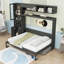 Lit escamotable en bois avec canapé, tablettes, ports USB et lumières-1461502055-1461502054