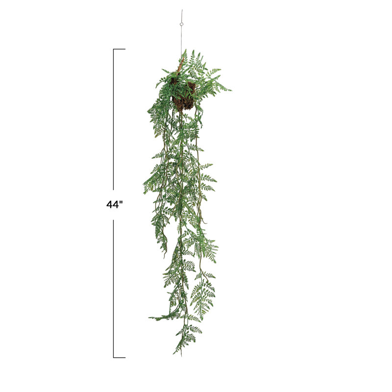Faux Fern Plant in Kokedama Hanger