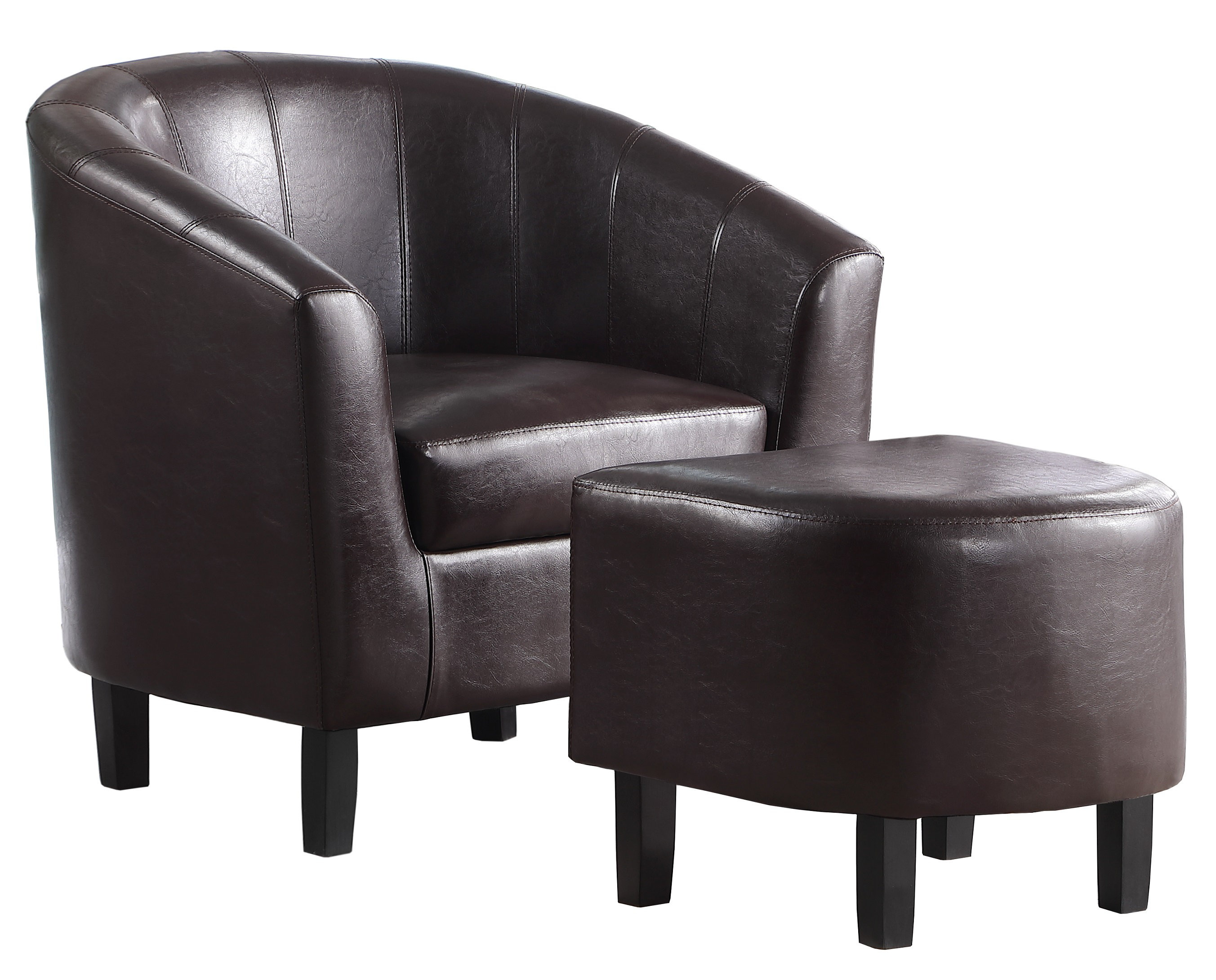 Black leather barrel outlet chair