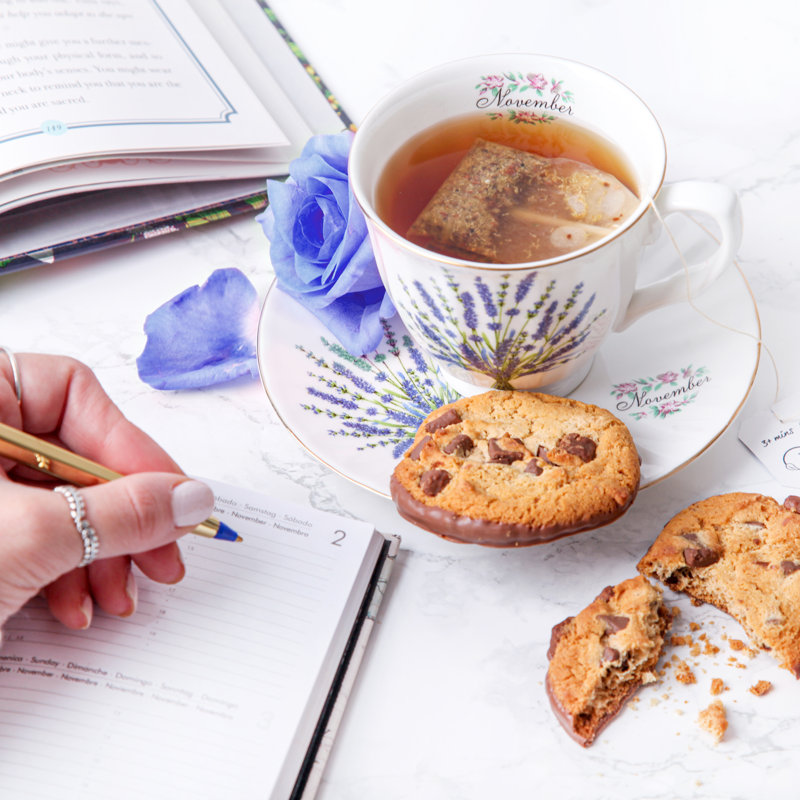 Flowers Of The Month Bone China Teacup and Saucer