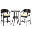Ensemble de 3 chaises de bar en rotin et table ronde avec plateau en verre trempé