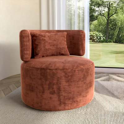 Swivel Accent Chair with Throw Pillow by Wrought Studio