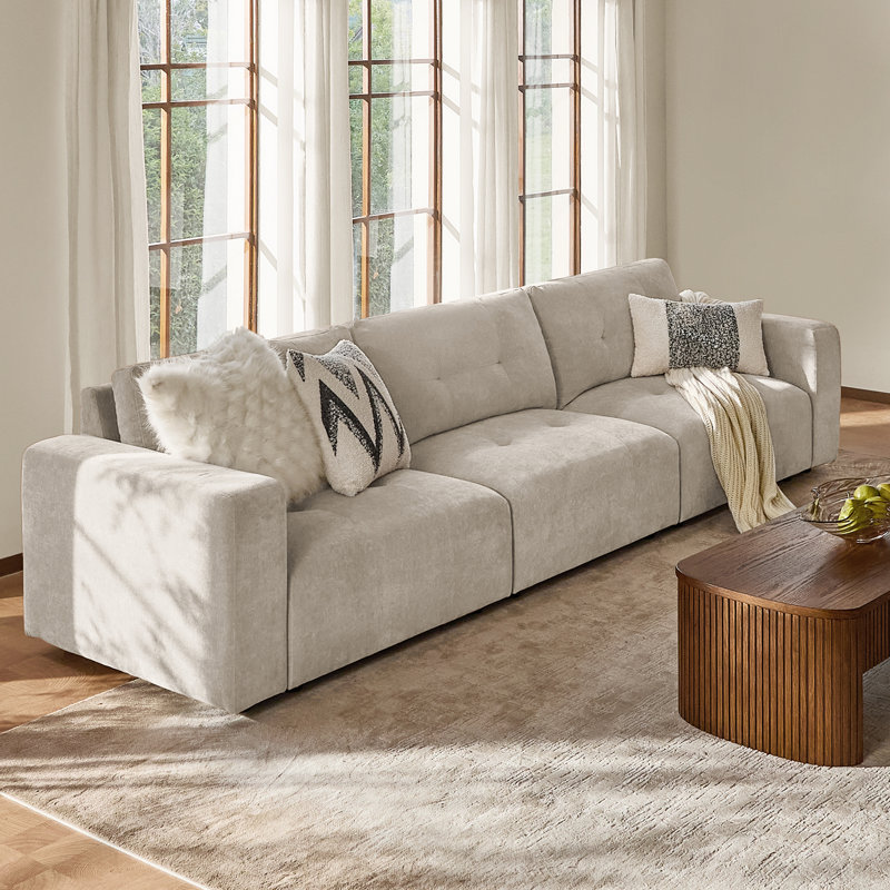 Canapé modulaire surdimensionné moderne de 126 po avec tissu en chenille et coussins en mousse à mémoire de forme Esme
