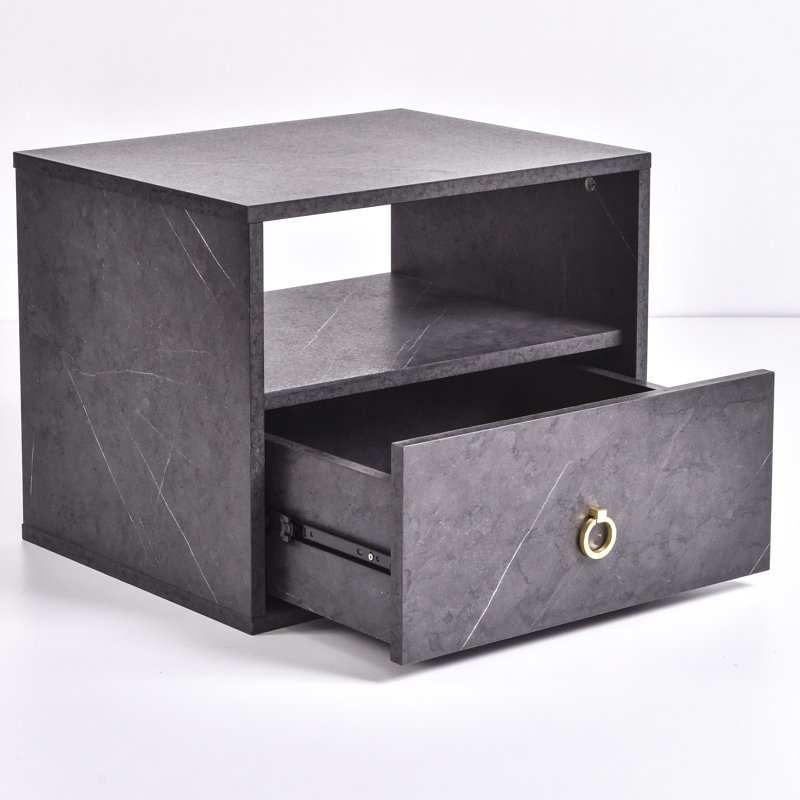 Rebbeca 50 cm W Bedside Table, Grey Stone