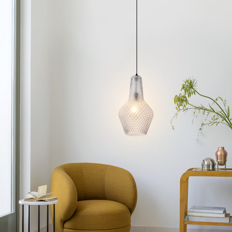 1 - Light Single Glass Pendant Light, White