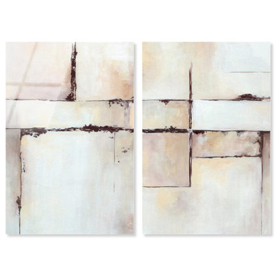 The Mission Duo Acrylic Print Boho Gold Wall Decor Set by Art Remedy, Ready to Hang, 16 x 24