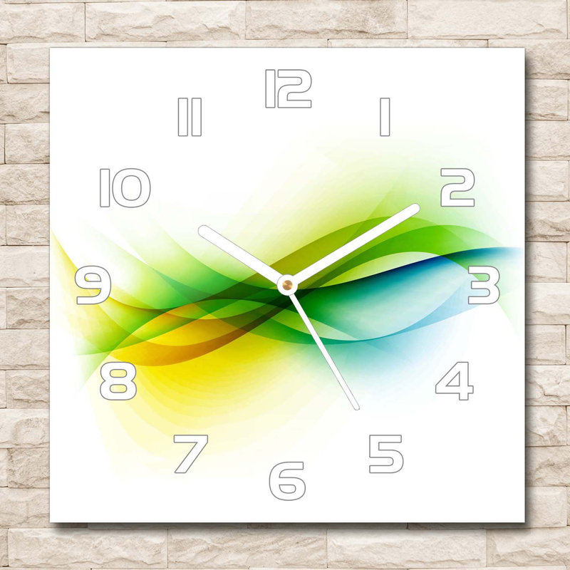 Harper-Lilly Glass Wall Clock, White/Blue/Green/Yellow