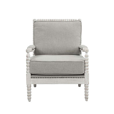 Chaise d'appoint Saraid, lin gris et finition chêne clair