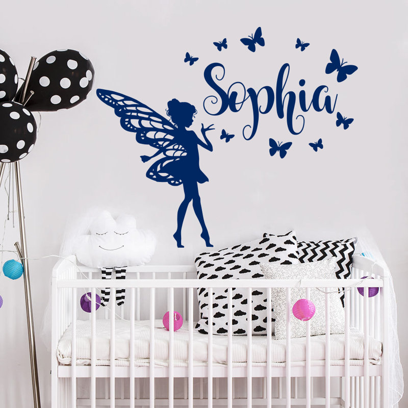 Décalcomanie murale chambre de bébé papillon, Bleu foncé, Oui
