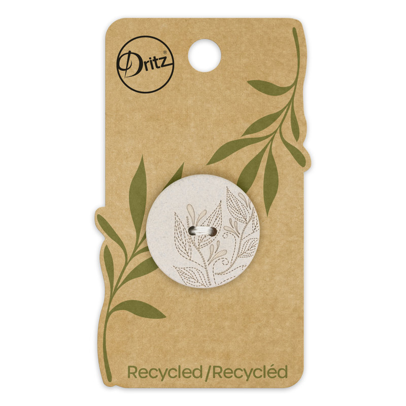 Bouton rond en chanvre recyclé Dritz, 28 mm, gris clair, 3 boutons