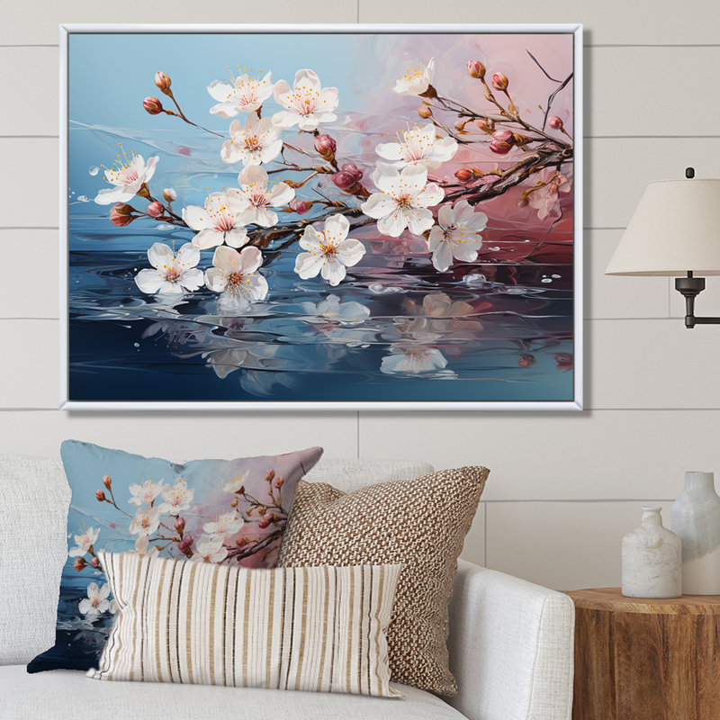 «Beautiful Apple Blossom Flower Tree», reproduction sur toile, Cadre naturel flottant, 24" H x 32" W