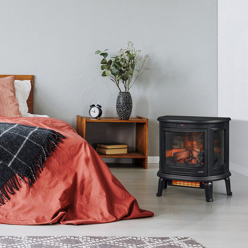 Duraflame 3D Black Curved Front Infrared Electric Fireplace With Remote Control