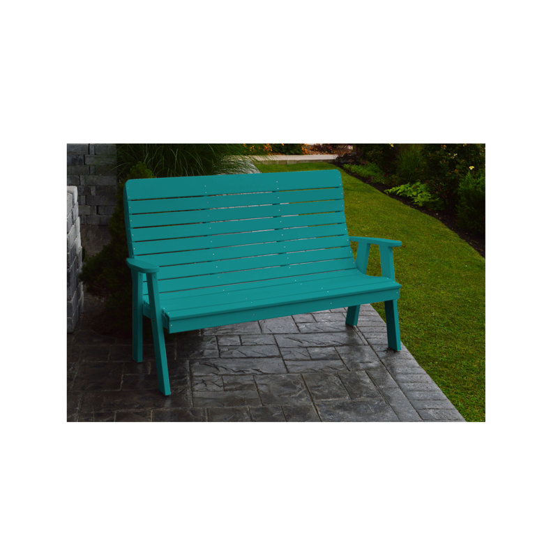 Livingston Stainless Steel Outdoor Bench, Aruba Blue