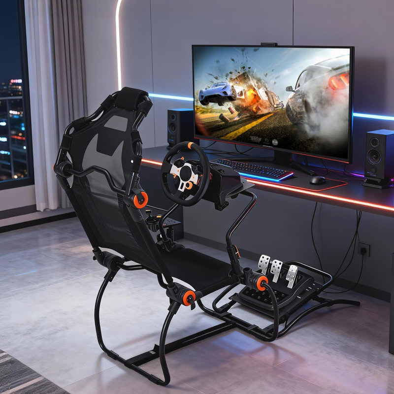 Support de volant de course, cockpit de simulateur de course pliable pour g923 / g920 / g29, support de volant et pédale réglable en angle, cockpit de Sim Racing