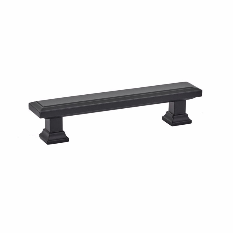 Geometric Rectangular 5" Center Bar Pull, Flat Black, 3-1/2"