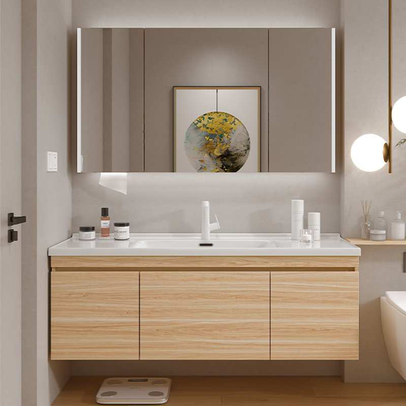 Light luxury Log style bathroom cabinet