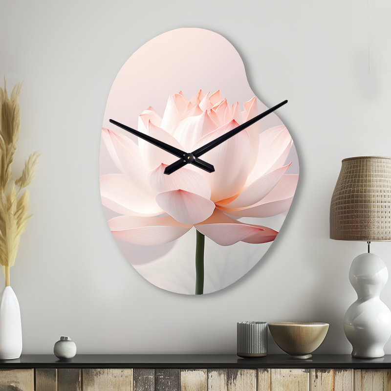 Art de l'hindouisme Lotus Serenity - horloge murale de forme irrégulière de l'hindouisme en métal, horloge murale asymétrique traditionnelle