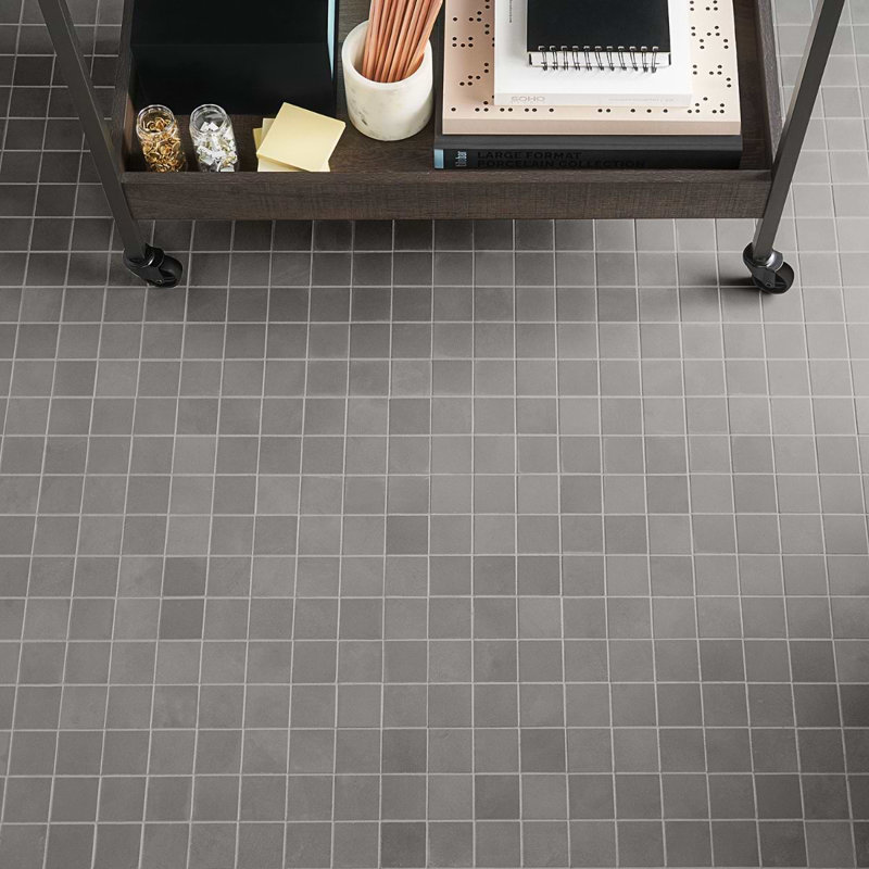 Clay 12x12 Matte Concrete Look Porcelain Mosaic Tile, Awake Gray