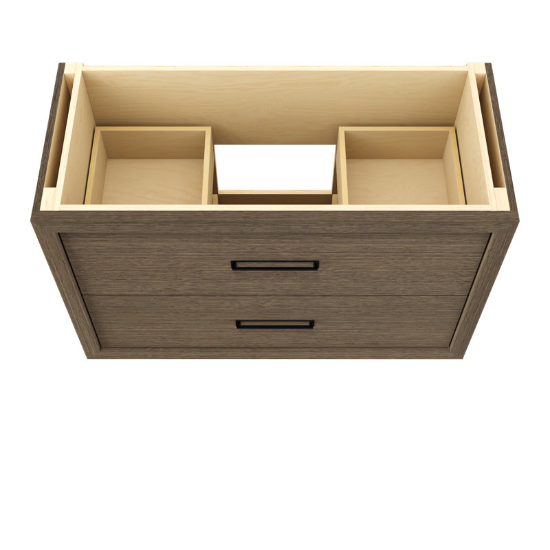 Avalon Two-Drawer Single Bath Vanity, Smoked Modern, 48", Matte Black