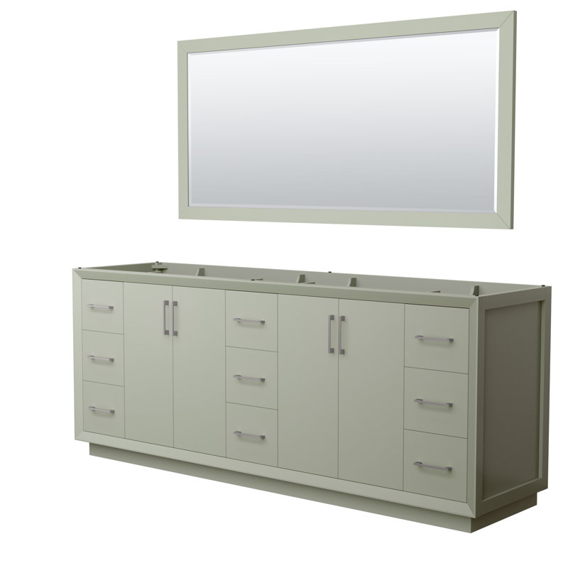 Strada 83.25'' Double Bathroom Vanity Base Only, Light Green/Gray
