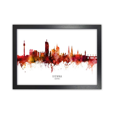 Vienna Austria Skyline Red City Name by Michael Tompsett - 1 Piece Wall Art