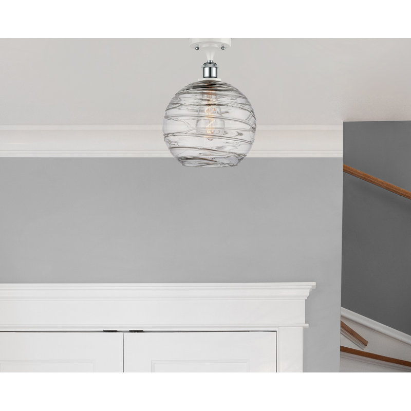 Anie Glass Semi Flush Mount, No Bulb Included, 15" H x 10" W x 10" D, Satin Gold
