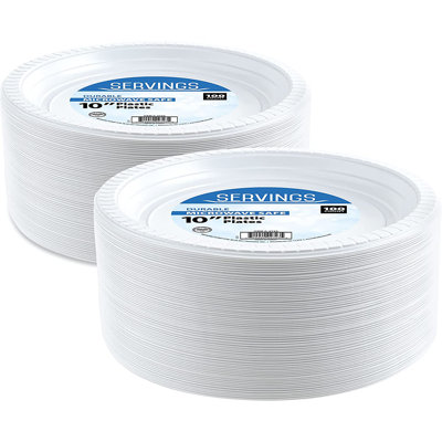Disposable Plastic Serving Round Plates 10" White