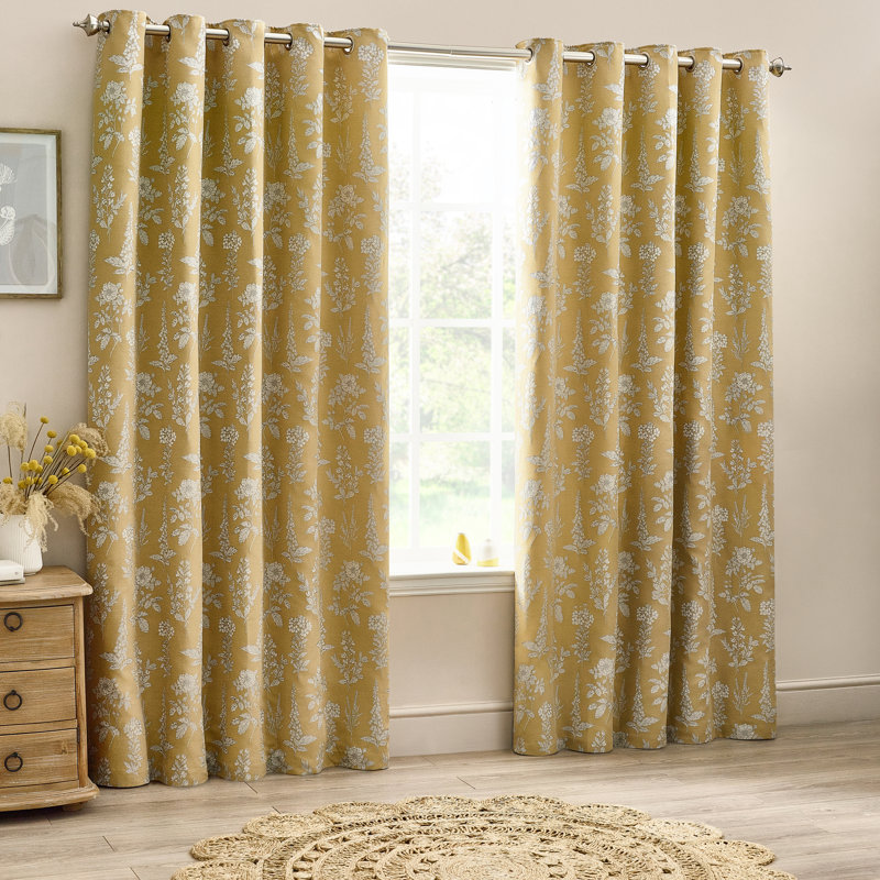 Room Darkening Curtain Pair, Gold, 168cm Width x 137cm Drop