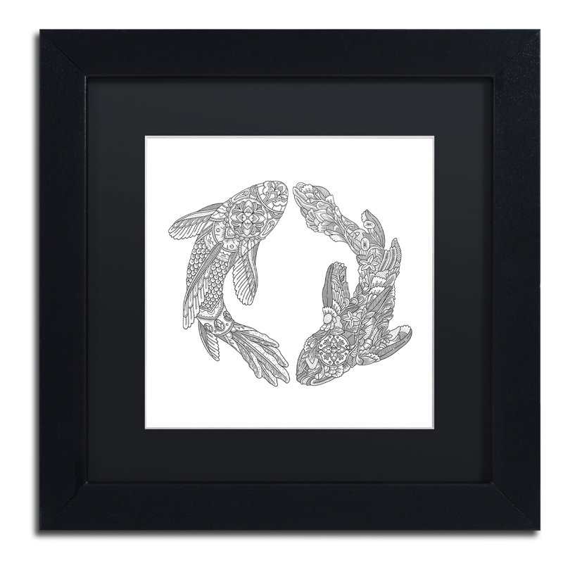«Koi Fishes» par Chouquer, impression encadrée, H 11 po x l 14 po x P 0,5 po, Noir