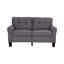 Polyfibre gris anthracite brillant 2 pièces - et avec structure en pin massif, base en contreplaqué, dossier, coussins à rayures, pieds en bois pour le salon