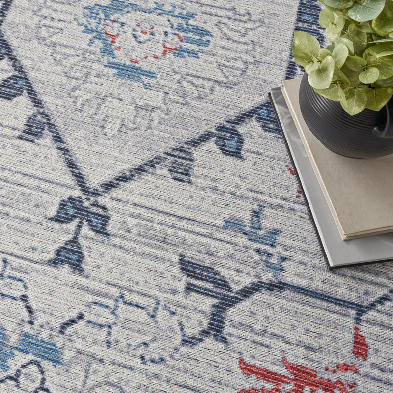 Oriental Machine Washable Area Rug in Gray, Rectangle 7'10" x 9'10"
