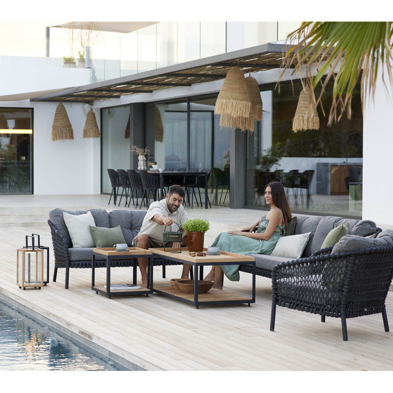 Ocean Large Lounge Chair with Cane-line Rope, Light Brown