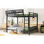 Grand lit superposé en métal noir avec tablette de rangement, pour adultes, structure stable, thermolaquée, capacité de 350 lb / 600 lb