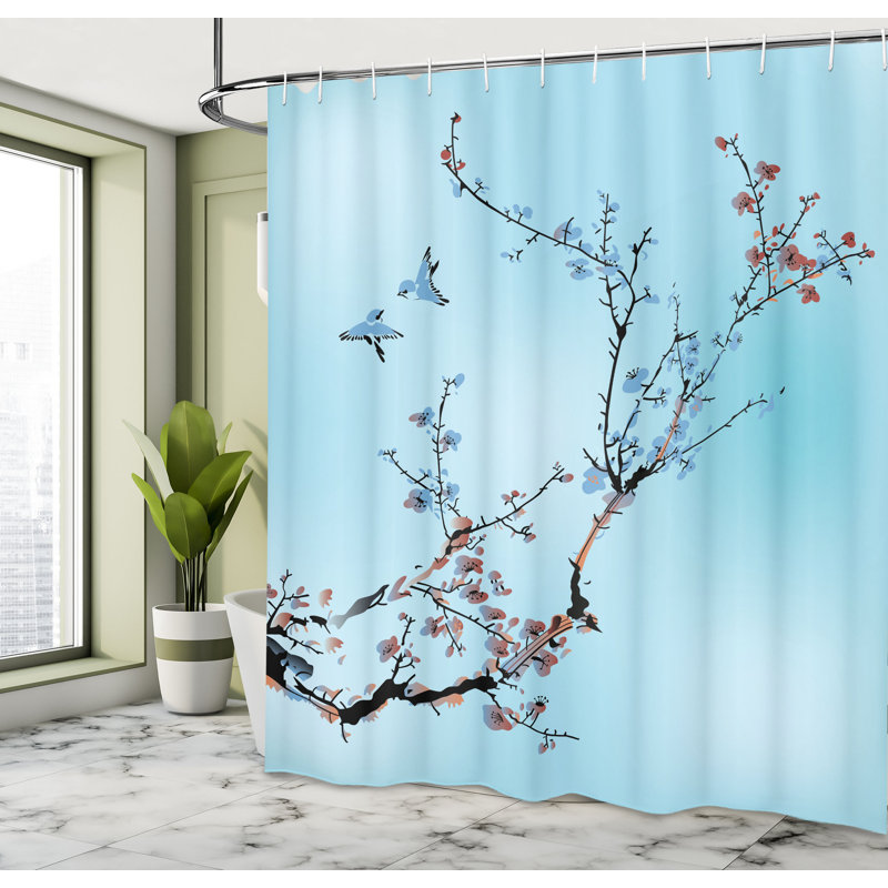 Ensemble de rideau de douche et crochets de la nature, H 84 po x l 69 po, Bleu pâle